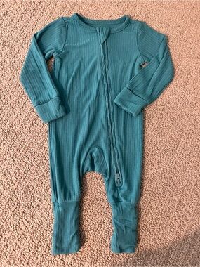 Carter's Teal Ribbed Footed 2-Way Zipper One-Piece size NB